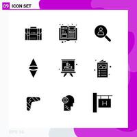 9 Universal Solid Glyph Signs Symbols of cryptocurrency ethereum items search networking Editable Vector Design Elements