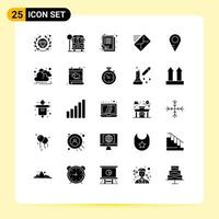 User Interface Pack of 25 Basic Solid Glyphs of autumn location list map message Editable Vector Design Elements
