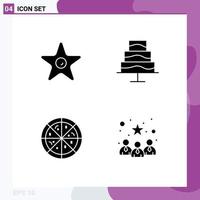 Group of 4 Modern Solid Glyphs Set for film business theatre photo profile Editable Vector Design Elements
