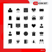 25 Thematic Vector Solid Glyphs and Editable Symbols of mail leaf page canada love Editable Vector Design Elements