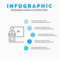 Conference Business Event Presentation Room Speaker Speech Line icon with 5 steps presentation infographics Background vector