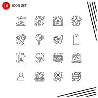 Set of 16 Modern UI Icons Symbols Signs for summary duration house call speaker Editable Vector Design Elements