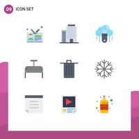 9 Thematic Vector Flat Colors and Editable Symbols of been travel usb luggage store Editable Vector Design Elements