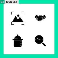 Pack of 4 Solid Style Icon Set Glyph Symbols for print Creative Signs Isolated on White Background 4 Icon Set Creative Black Icon vector background