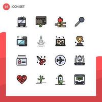 16 iconos creativos signos y símbolos modernos de educación de hardware de precisión marca de escritorio elementos de diseño de vectores creativos editables