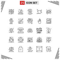 25 Icons Line Style Grid Based Creative Outline Symbols for Website Design Simple Line Icon Signs Isolated on White Background 25 Icon Set Creative Black Icon vector background