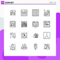 16 User Interface Outline Pack of modern Signs and Symbols of ui expansion food dome colonization Editable Vector Design Elements