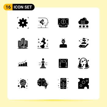 Stock Vector Icon Pack of 16 Line Signs and Symbols for cloud data communication computer mail Editable Vector Design Elements