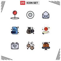 Universal Icon Symbols Group of 9 Modern Filledline Flat Colors of help gear open management business Editable Vector Design Elements