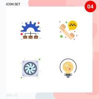 Mobile Interface Flat Icon Set of 4 Pictograms of management fan working taxi phone data Editable Vector Design Elements