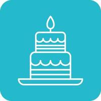 Two Layered Cake Line Round Corner Background Icons vector