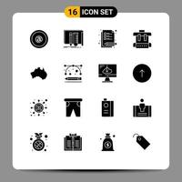 16 Universal Solid Glyph Signs Symbols of location australian tools school bag Editable Vector Design Elements