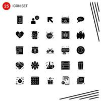 Set of 25 Modern UI Icons Symbols Signs for messages chat arrow target deadline Editable Vector Design Elements