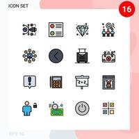 Pictogram Set of 16 Simple Flat Color Filled Lines of money job brilliant user search Editable Creative Vector Design Elements