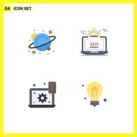 User Interface Pack of 4 Basic Flat Icons of physics configure space setting preference Editable Vector Design Elements