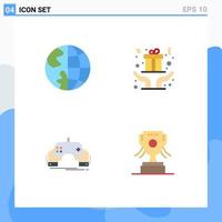 Modern Set of 4 Flat Icons and symbols such as communication game earth christmas mobile Editable Vector Design Elements