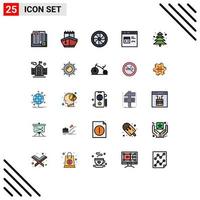 Modern Set of 25 Filled line Flat Colors Pictograph of development coding vehicles browser wheel Editable Vector Design Elements