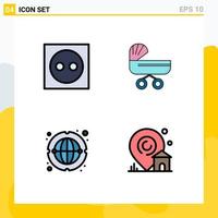 4 Filledline Flat Color concept for Websites Mobile and Apps apartment stroller light baby internet Editable Vector Design Elements