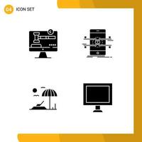 Group of Solid Glyphs Signs and Symbols for copy right beach law mobile vacation Editable Vector Design Elements