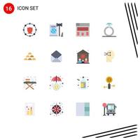 16 Universal Flat Color Signs Symbols of golden bars secure gold present Editable Pack of Creative Vector Design Elements