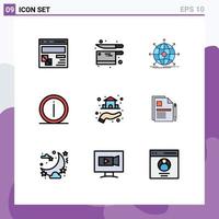 Set of 9 Commercial Filledline Flat Colors pack for info faq knife details network Editable Vector Design Elements
