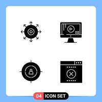 4 Solid Black Icon Pack Glyph Symbols for Mobile Apps isolated on white background 4 Icons Set Creative Black Icon vector background