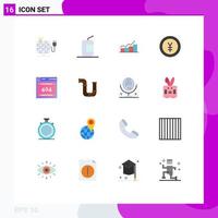 Pictogram Set of 16 Simple Flat Colors of money currency food progress graph Editable Pack of Creative Vector Design Elements