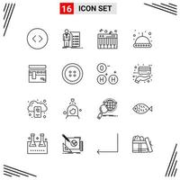 16 Icons Line Style Grid Based Creative Outline Symbols for Website Design Simple Line Icon Signs Isolated on White Background 16 Icon Set Creative Black Icon vector background