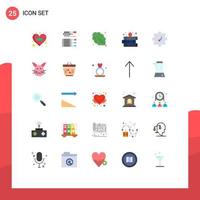 Mobile Interface Flat Color Set of 25 Pictograms of vegetable apple spa school book Editable Vector Design Elements