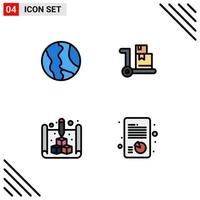 Universal Icon Symbols Group of 4 Modern Filledline Flat Colors of global blueprint world ecommerce web Editable Vector Design Elements