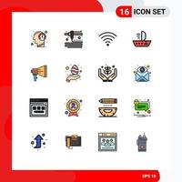 16 Creative Icons Modern Signs and Symbols of marketing digital signal announce skiff Editable Creative Vector Design Elements