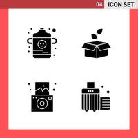 4 Icon Pack Solid Style Glyph Symbols on White Background Simple Signs for general designing Creative Black Icon vector background