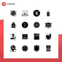 Pack of 16 creative Solid Glyphs of shopping bag hand bag currency chinese candle Editable Vector Design Elements