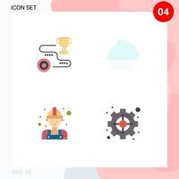 Modern Set of 4 Flat Icons Pictograph of achievement carpenter path cloud man Editable Vector Design Elements