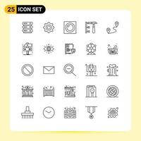 Universal Icon Symbols Group of 25 Modern Lines of route location lamp inefficient erroneously Editable Vector Design Elements