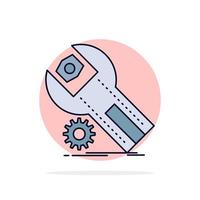 settings App installation maintenance service Flat Color Icon Vector