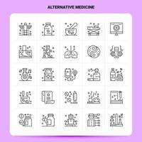 OutLine 25 Alternative Medicine Icon set Vector Line Style Design Black Icons Set Linear pictogram pack Web and Mobile Business ideas design Vector Illustration