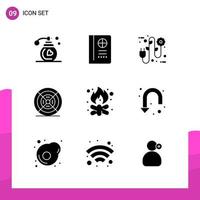 Glyph Icon set Pack of 9 Solid Icons isolated on White Background for responsive Website Design Print and Mobile Applications Creative Black Icon vector background