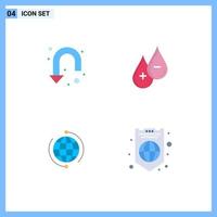 Set of 4 Vector Flat Icons on Grid for arrow globe down liquid connect Editable Vector Design Elements