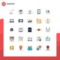 User Interface Pack of 25 Basic Flat Colors of architect vedio planning play phone Editable Vector Design Elements