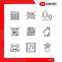 Creative Set of 9 Universal Outline Icons isolated on White Background vector