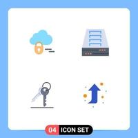 Universal Icon Symbols Group of 4 Modern Flat Icons of cloud security archive office arrow Editable Vector Design Elements