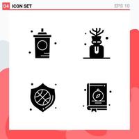 Collection of 4 Vector Icons in solid style Modern Glyph Symbols for Web and Mobile Solid Icon Sign Isolated on White Background 4 Icons Creative Black Icon vector background