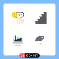 Modern Set of 4 Flat Icons and symbols such as emotion stairs rating interior building Editable Vector Design Elements