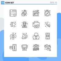 16 Creative Icons Modern Signs and Symbols of female multimedia internet eject time Editable Vector Design Elements
