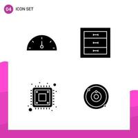 Glyph Icon set Pack of 4 Solid Icons isolated on White Background for responsive Website Design Print and Mobile Applications vector