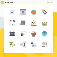 16 Flat Color concept for Websites Mobile and Apps headphone computer time soap bath Editable Pack of Creative Vector Design Elements