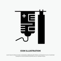 Drip Hospital Medical Treatment Solid Black Glyph Icon vector