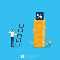 Inflation rises due to monetary value growth illustration. Impact on economic growth or recession vector