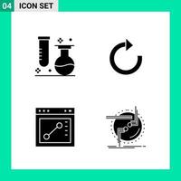 Pack of 4 Solid Style Icon Set Glyph Symbols for print Creative Signs Isolated on White Background 4 Icon Set vector